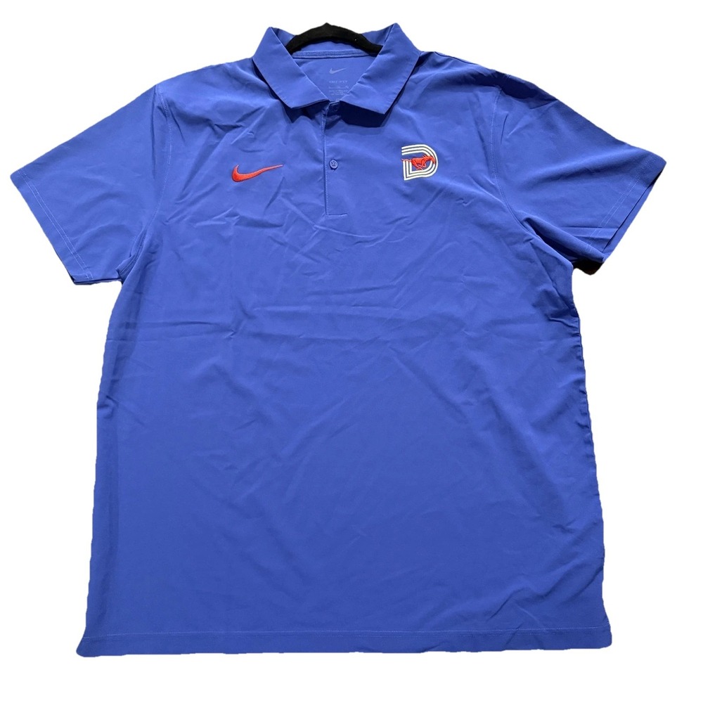Nike SMU Mustangs Coaches Polo Shirt XL Blue Red Swoosh Dri-FIT Woven DV6749-483